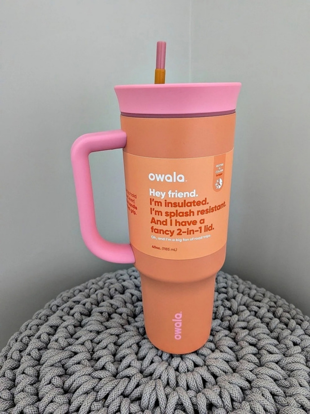 Owala 40 oz Stainless Steel Tumbler Orange & Pink Tangy tango brand new